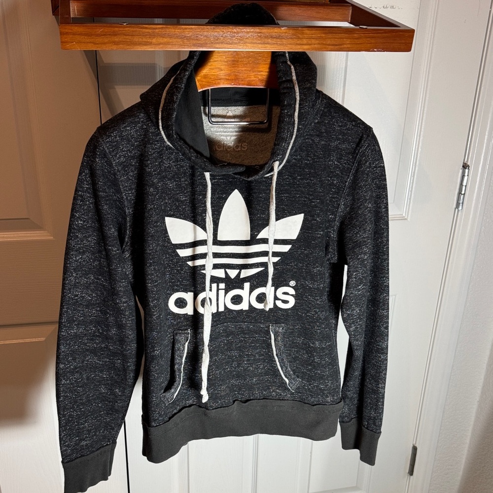 Adidas Charcoal Hoodie with White Trefoil